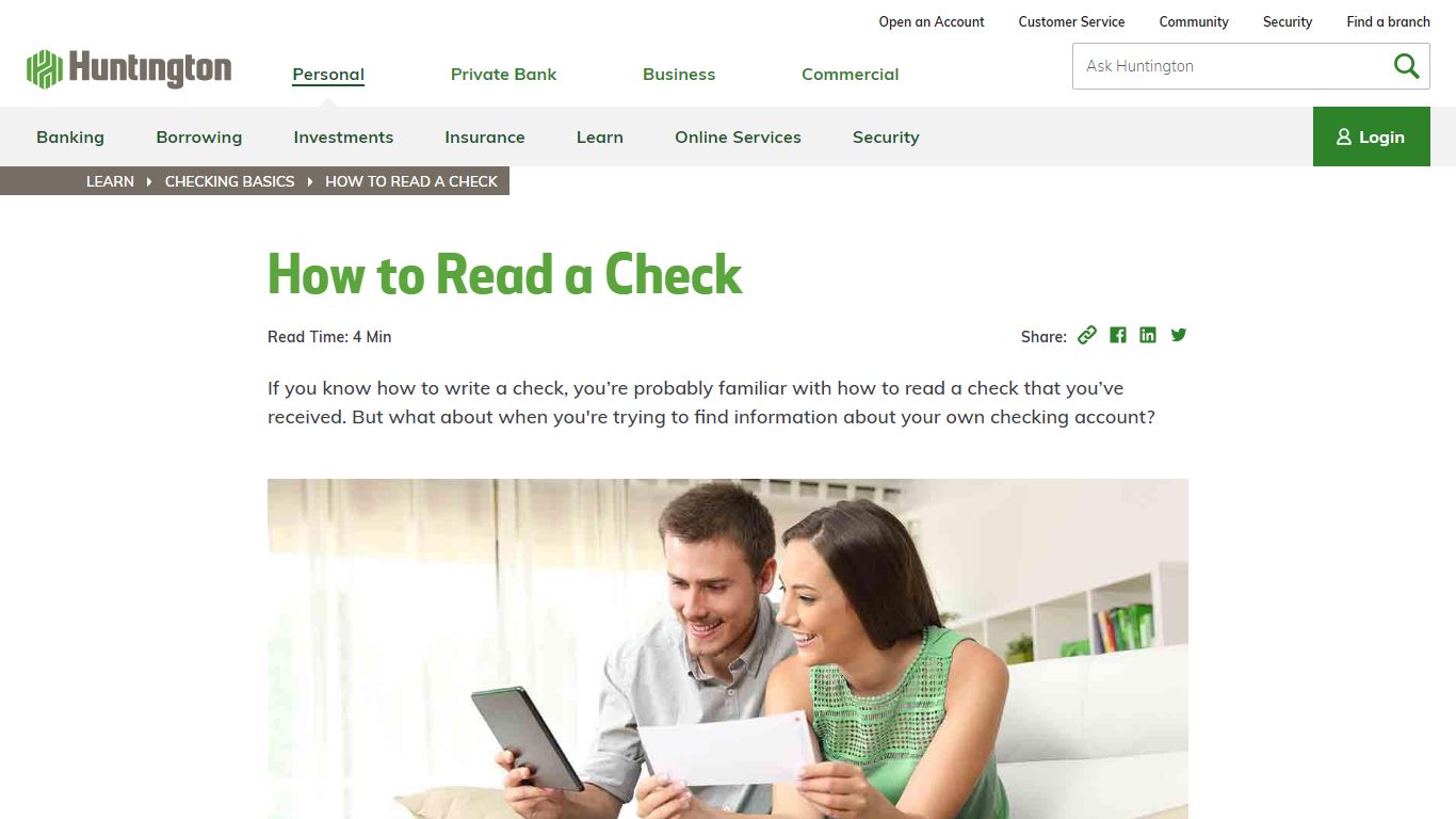 How to Read a Check | Huntington Bank